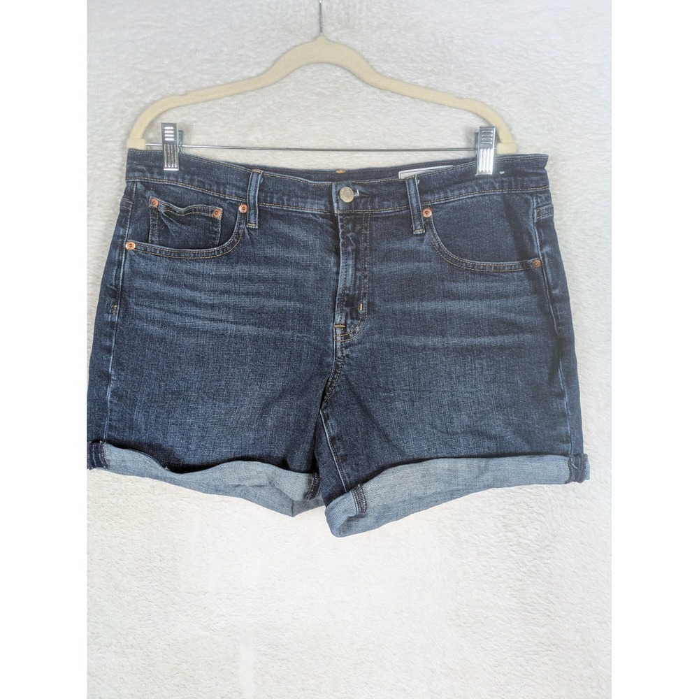 Gap Girlfriend Shorts Women's 12R 31 Dark Wash Mid Rise Cuffed Denim 5" Inseam